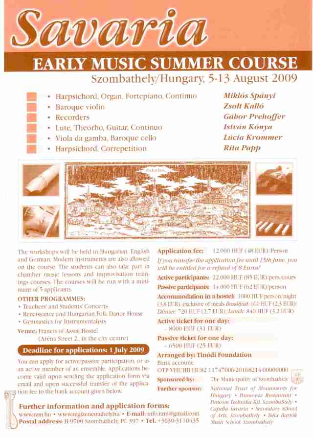 V. EARLY MUSIC SUMMER COURSE